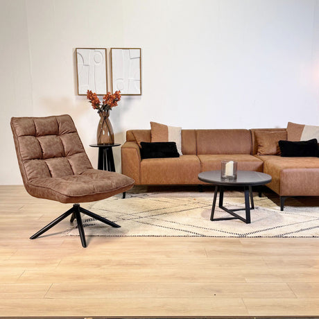 Drehstuhl Yuki Cognac Eco-Leder 360° Drehbar 