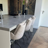 Set von 2 Barhockern Elite Sand Chenille Stoff Rich Drehbar 