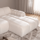Banken-Hoekbank met lounge beige bouclé stof - strepen - rechts - Brix-Dimehouse