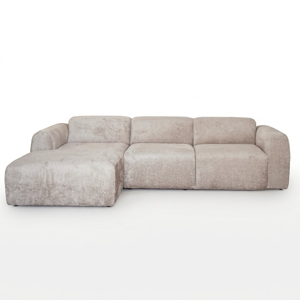 Banken-Hoekbank zand chenille stof - 292x170 cm - Shane - links-Dimehouse