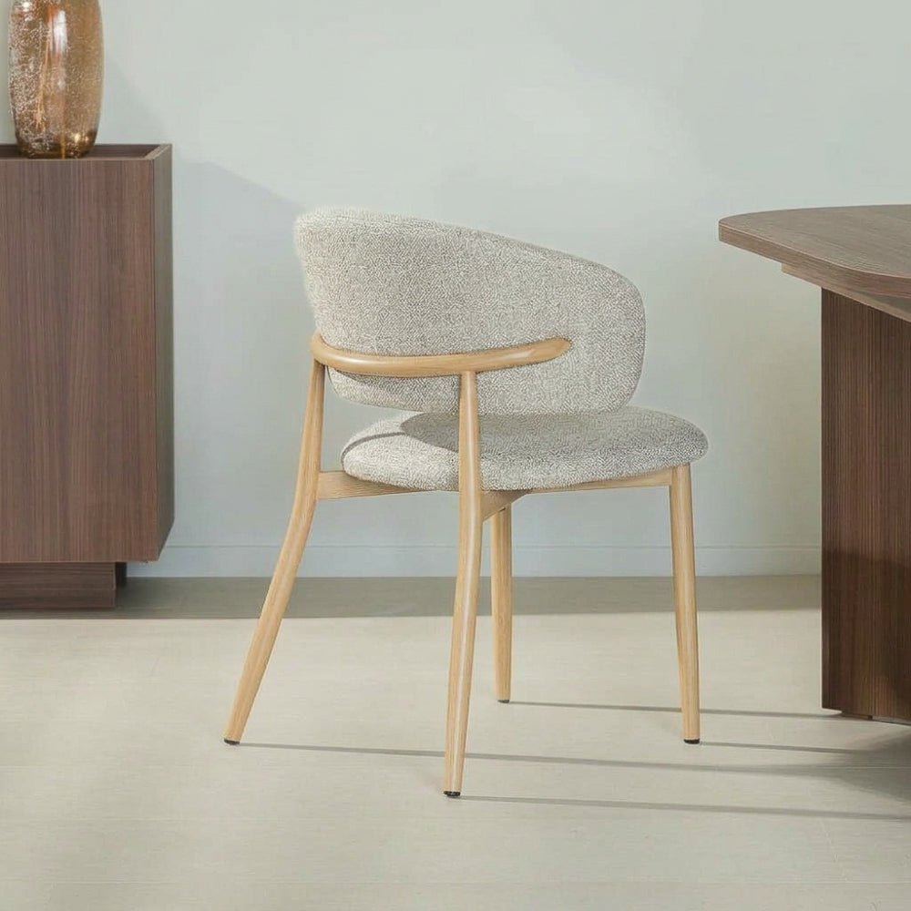 Eetkamerstoelen-Japandi Eetkamerstoel Yuka Zand - Eikenlook Frame-Dimehouse