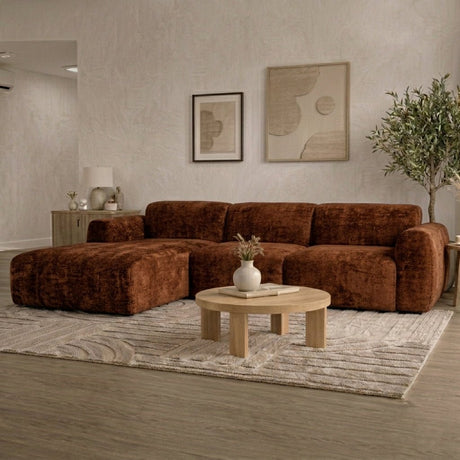 Banken-Hoekbank koper chenille stof - 270x165 cm - Shane - links-Dimehouse