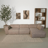 Banken-Hoekbank taupe chenille bouclé - 305x169 cm - Jaylen - rechts-Dimehouse