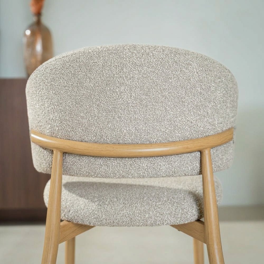 Eetkamerstoelen-Japandi Eetkamerstoel Yuka Zand - Eikenlook Frame-Dimehouse