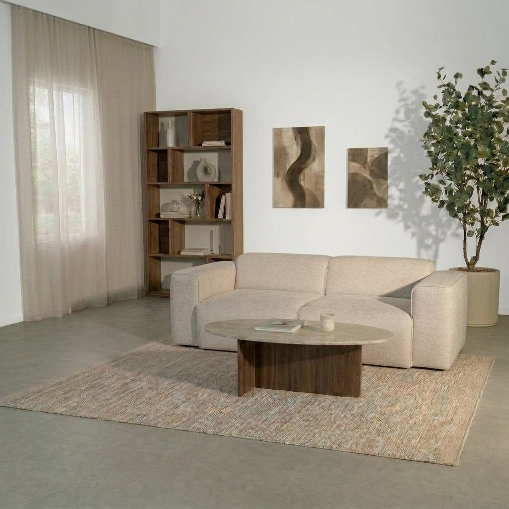 Banken-3-zits bank beige chenille bouclé - 240x98 cm - Jaylen-Dimehouse