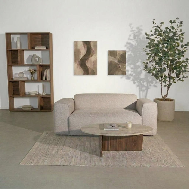 Banken-2-zits bank beige chenille bouclé - 186x98 cm - Jaylen-Dimehouse