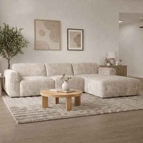 Banken-Hoekbank beige chenille stof - 292x170 cm - Shane - rechts-Dimehouse