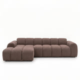 Ecksofa mit Lounge-weichem braunem Bouclé-Stoff – Streifen – links – Brix