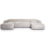 Banken-U-bank beige chenille stof - 342x165 cm - Shane-Dimehouse