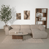 Banken-Hoekbank beige chenille bouclé - 305x169 cm - Jaylen - rechts-Dimehouse