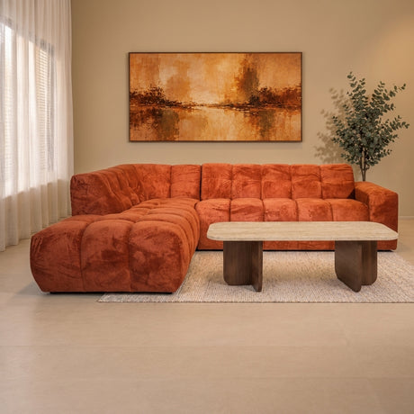 Banken-Hoekbank met lounge koper bouclé stof Nova - links-Dimehouse