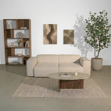 Banken-3-zits bank beige chenille bouclé - 240x98 cm - Jaylen-Dimehouse