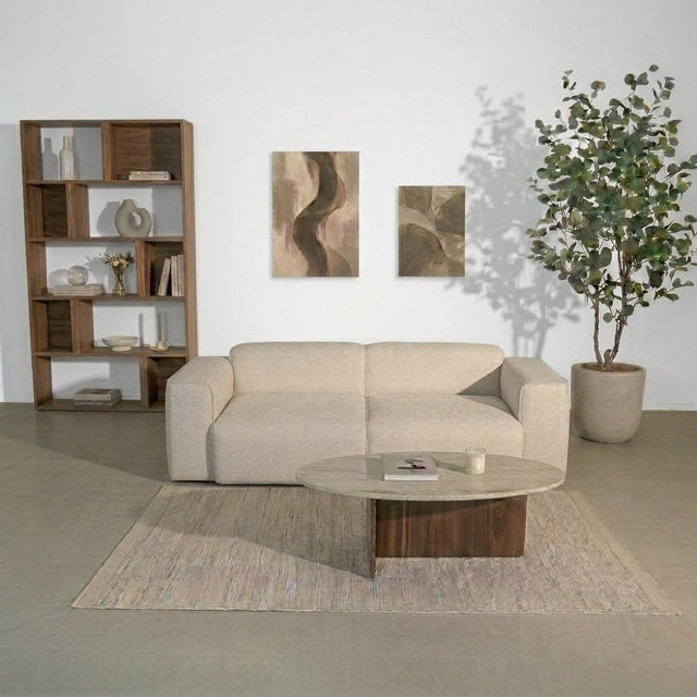 Banken-3-zits bank beige chenille bouclé - 240x98 cm - Jaylen-Dimehouse