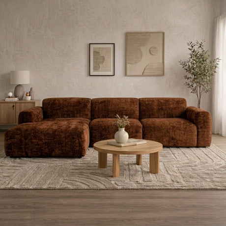 Banken-Hoekbank koper chenille stof - 270x165 cm - Shane - links-Dimehouse