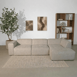 Banken-Hoekbank beige chenille bouclé - 305x169 cm - Jaylen - rechts-Dimehouse
