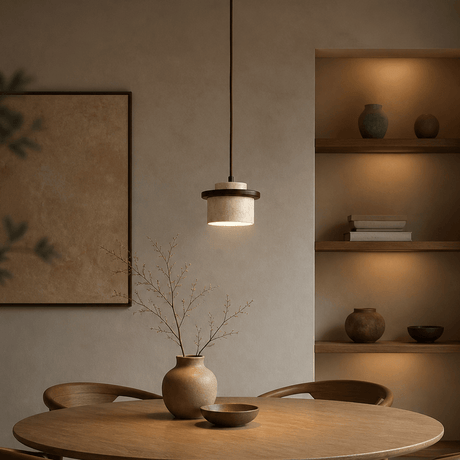 Hängelampe 1 Licht – Walnuss & Travertin – Hakaro