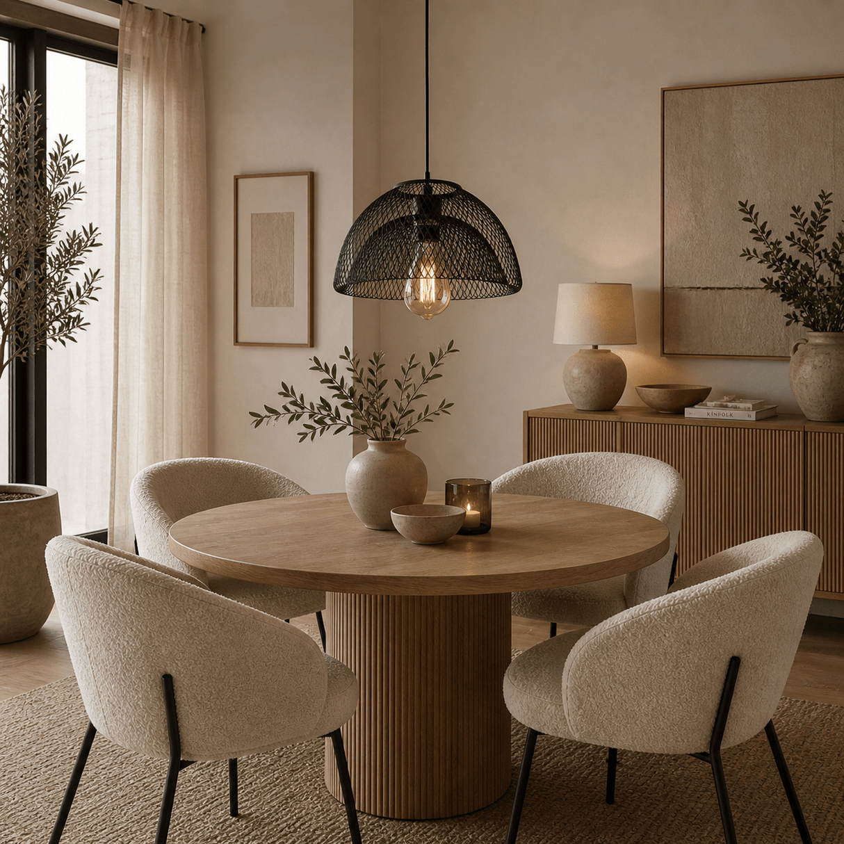 Hanglamp zwart Metaal – Gaas structuur - 28 cm - 1-lichts – Hudson