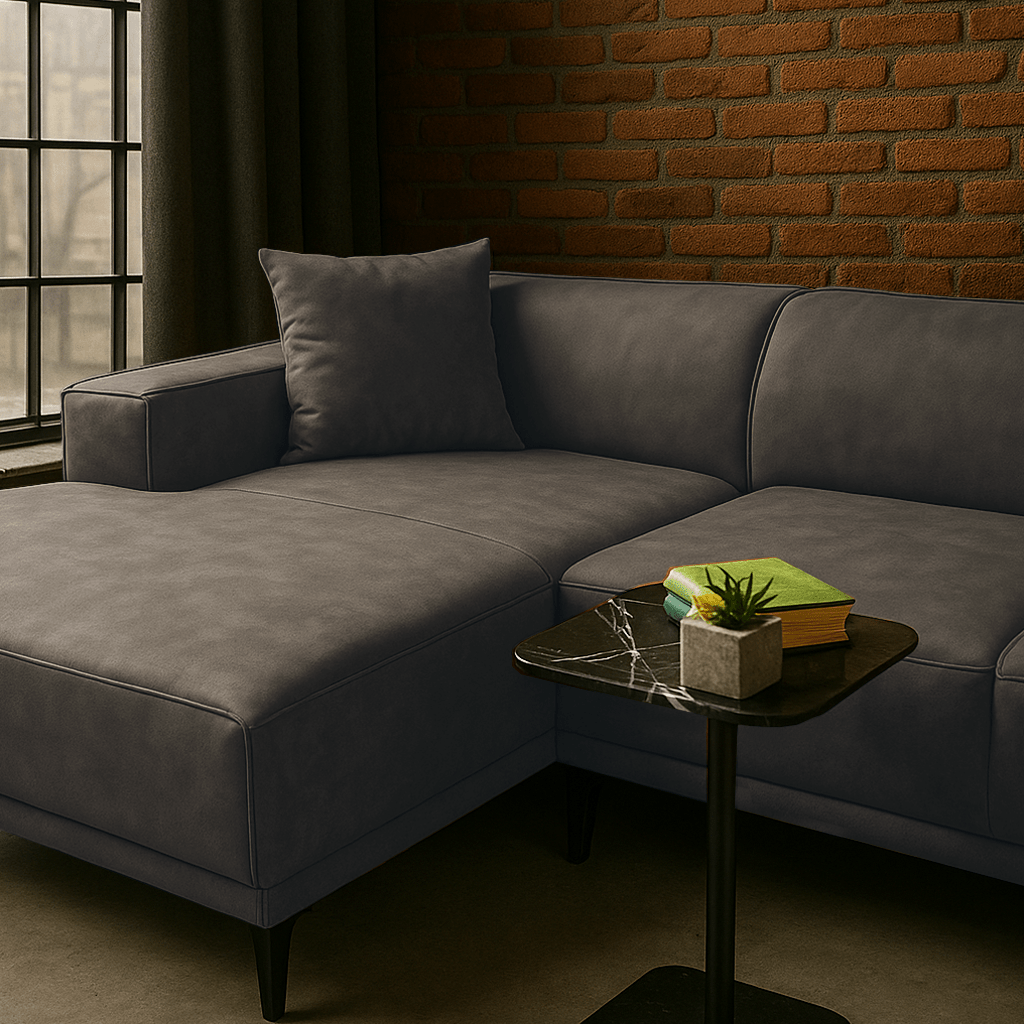 Ecksofa Davidson Anthrazit Links - Mikrofaserstoff 