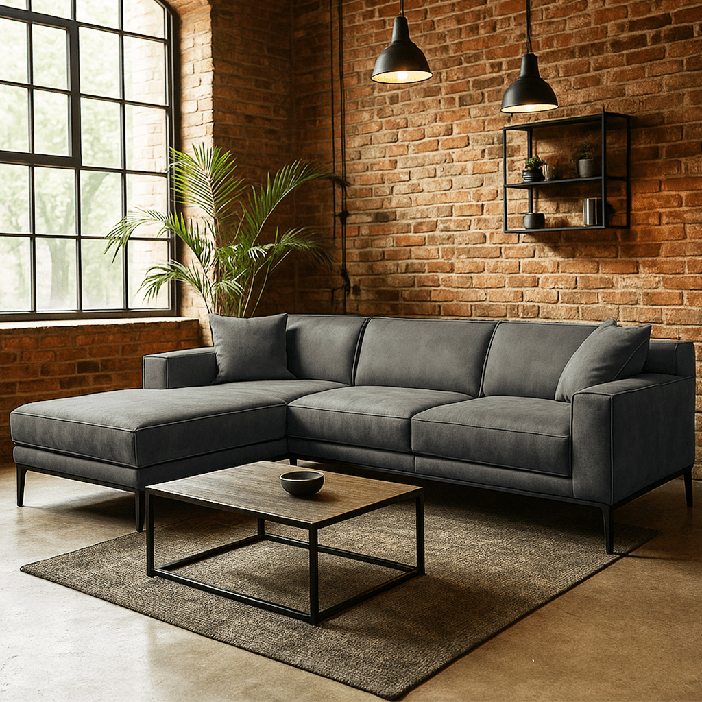 Ecksofa Davidson Anthrazit Links - Mikrofaserstoff 
