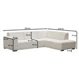 Ecksofa Gavi superweicher Rippenstoff Beige rechts