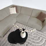 Ecksofa Gavi superweicher Rippenstoff Beige links