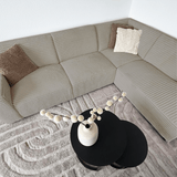 Ecksofa Gavi superweicher Rippenstoff Beige rechts