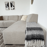 Ecksofa Gavi superweicher Rippenstoff Beige rechts