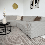 Ecksofa Gavi superweicher Rippenstoff Beige links