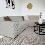 Ecksofa Gavi superweicher Rippenstoff Beige rechts