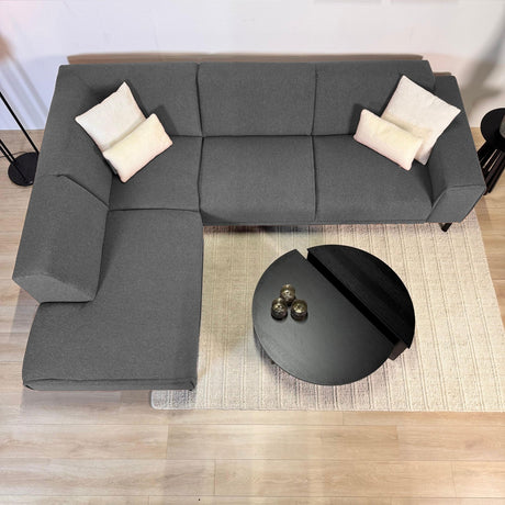 Ecksofa Maël Bouclé-Stoff grau – links