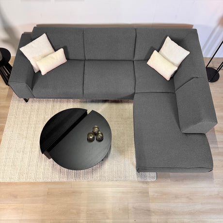 Ecksofa Maël Bouclé-Stoff grau – rechts