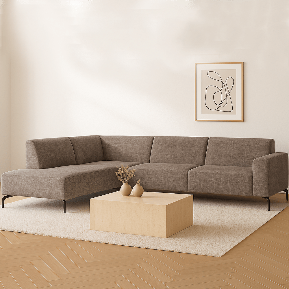 Ecksofa Manon mit Chaise Longue verließ Chenille Taupe