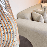 Ecksofa Moby Beige mit kompakter Lounge und recyceltem Stoff - Rechts 