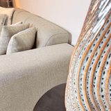 Ecksofa Moby Beige mit kompakter Lounge und recyceltem Stoff - Links 