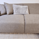 Ecksofa Moby Beige mit kompakter Lounge und recyceltem Stoff - Rechts 
