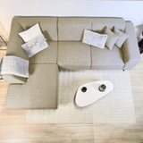 Ecksofa Moby Beige mit kompakter Lounge und recyceltem Stoff - Links 