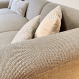 Ecksofa Moby Beige mit kompakter Lounge und recyceltem Stoff - Rechts 
