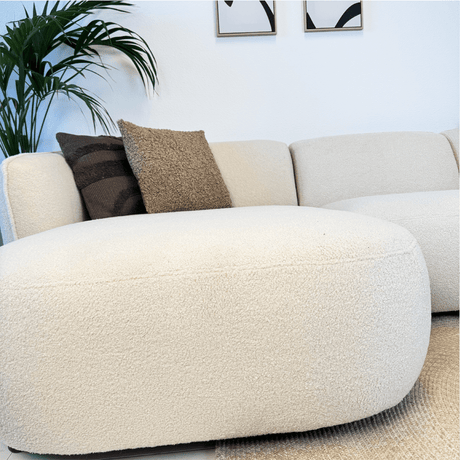 Ecksofa Sophie Links Bouclé Beige - 2,5-Sitzer + Chaiselongue