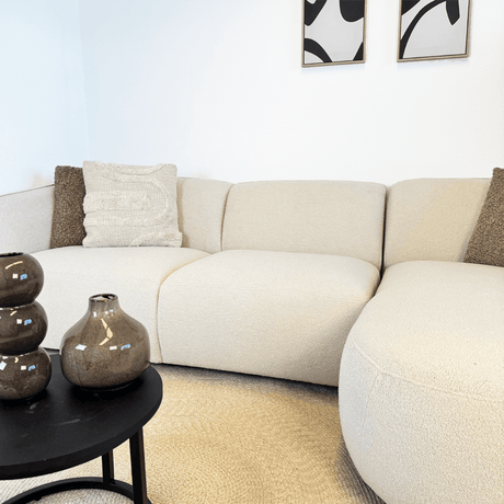 Ecksofa Sophie Right Bouclé Beige - 2,5-Sitzer + Chaiselongue