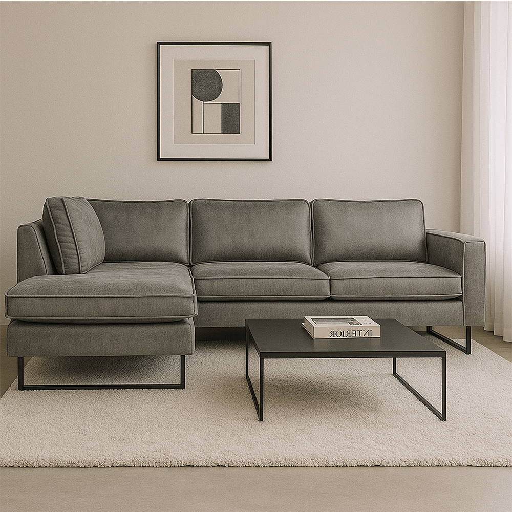 Ecksofa Tulin grau Mikrofaser links