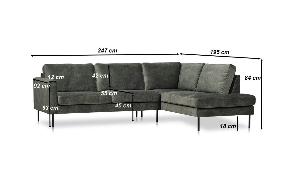 Ecksofa Gaya Velvet Anthrazit rechts