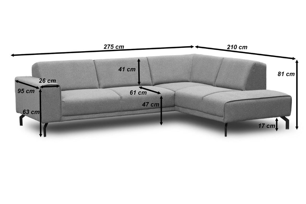 Ecksofa Maël Bouclé-Stoff terrakottafarben – links