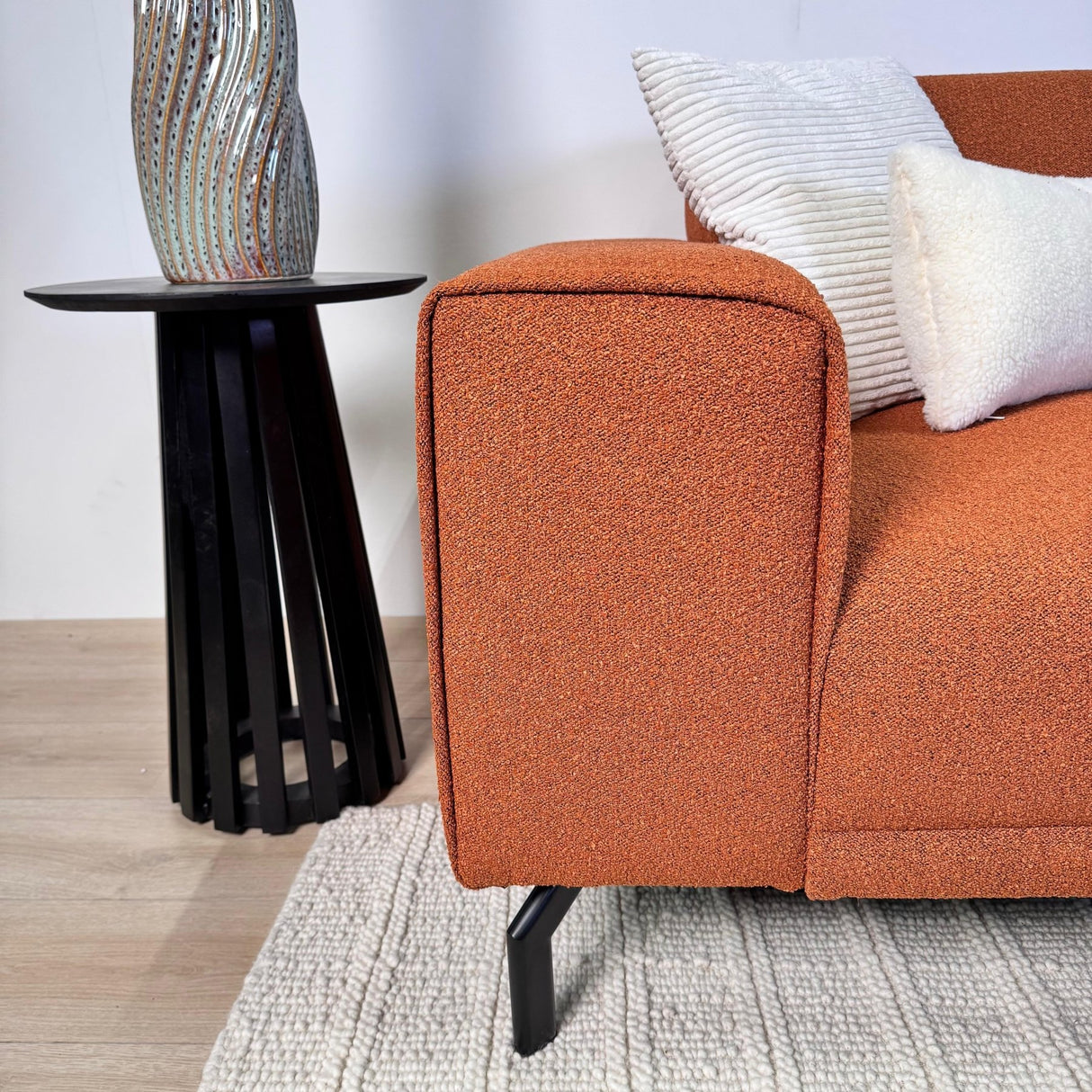 Ecksofa Maël Bouclé-Stoff terrakottafarben – rechts