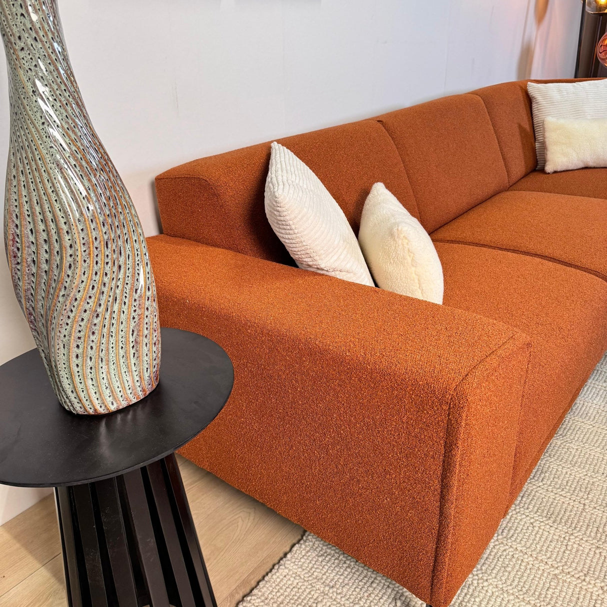 Ecksofa Maël Bouclé-Stoff terrakottafarben – rechts
