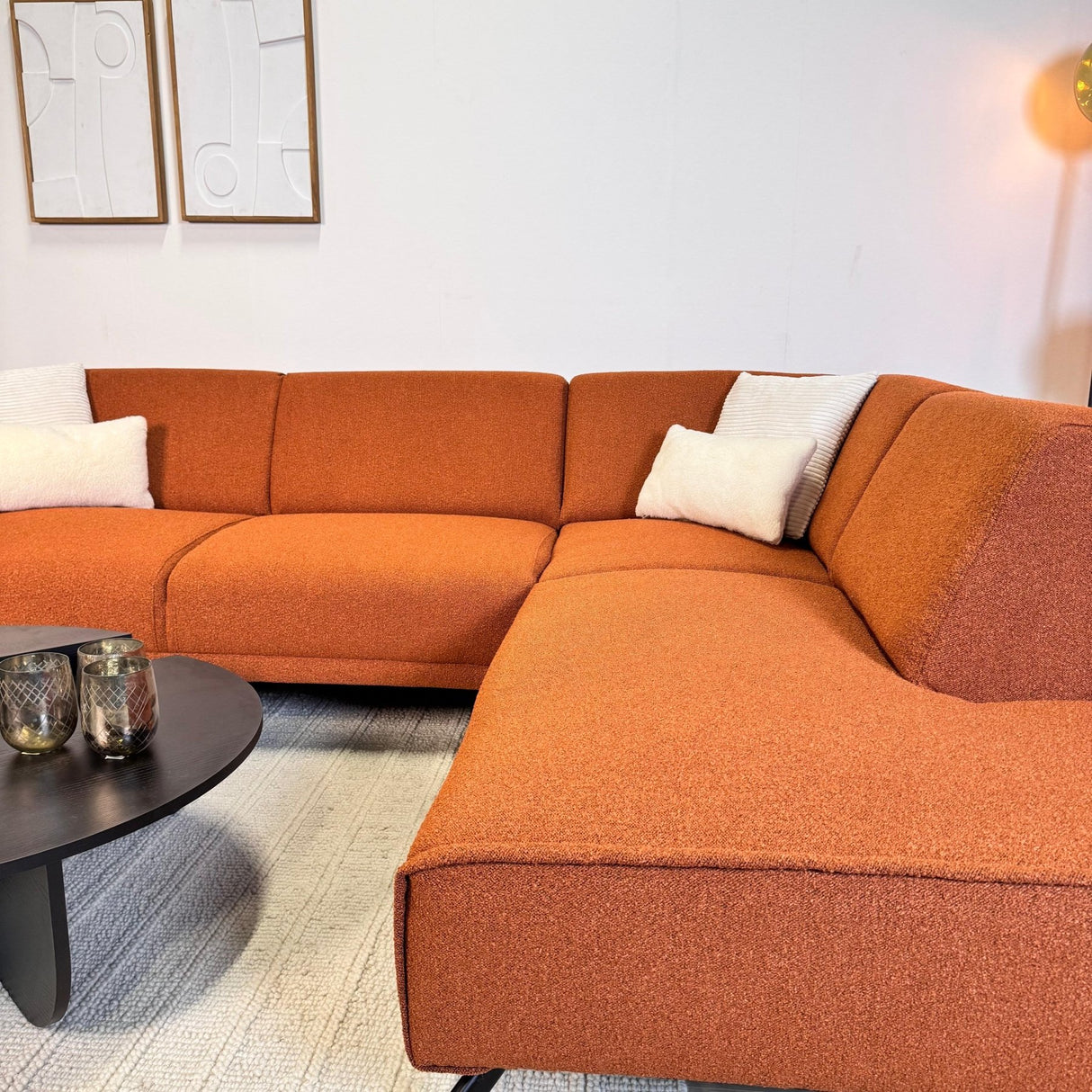 Ecksofa Maël Bouclé-Stoff terrakottafarben – rechts