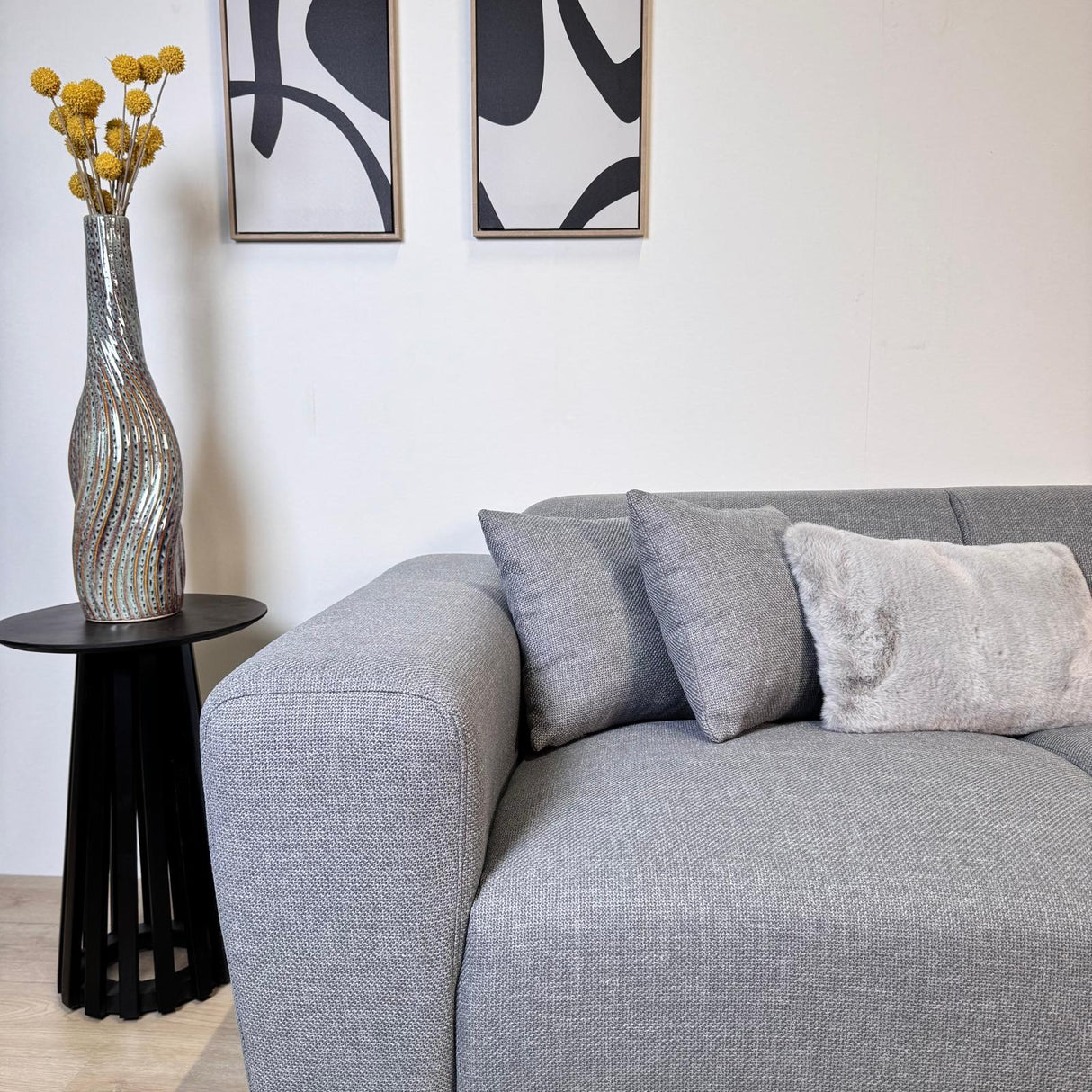Ecksofa Moby Graublau mit kompakter Lounge und recyceltem Stoff - Rechts 