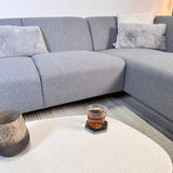 Ecksofa Moby Graublau mit kompakter Lounge und recyceltem Stoff - Rechts 