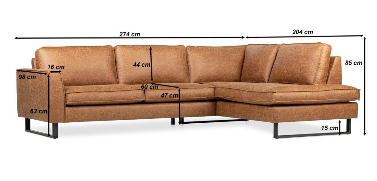 Ecksofa Tulin cognac Mikrofaser rechts