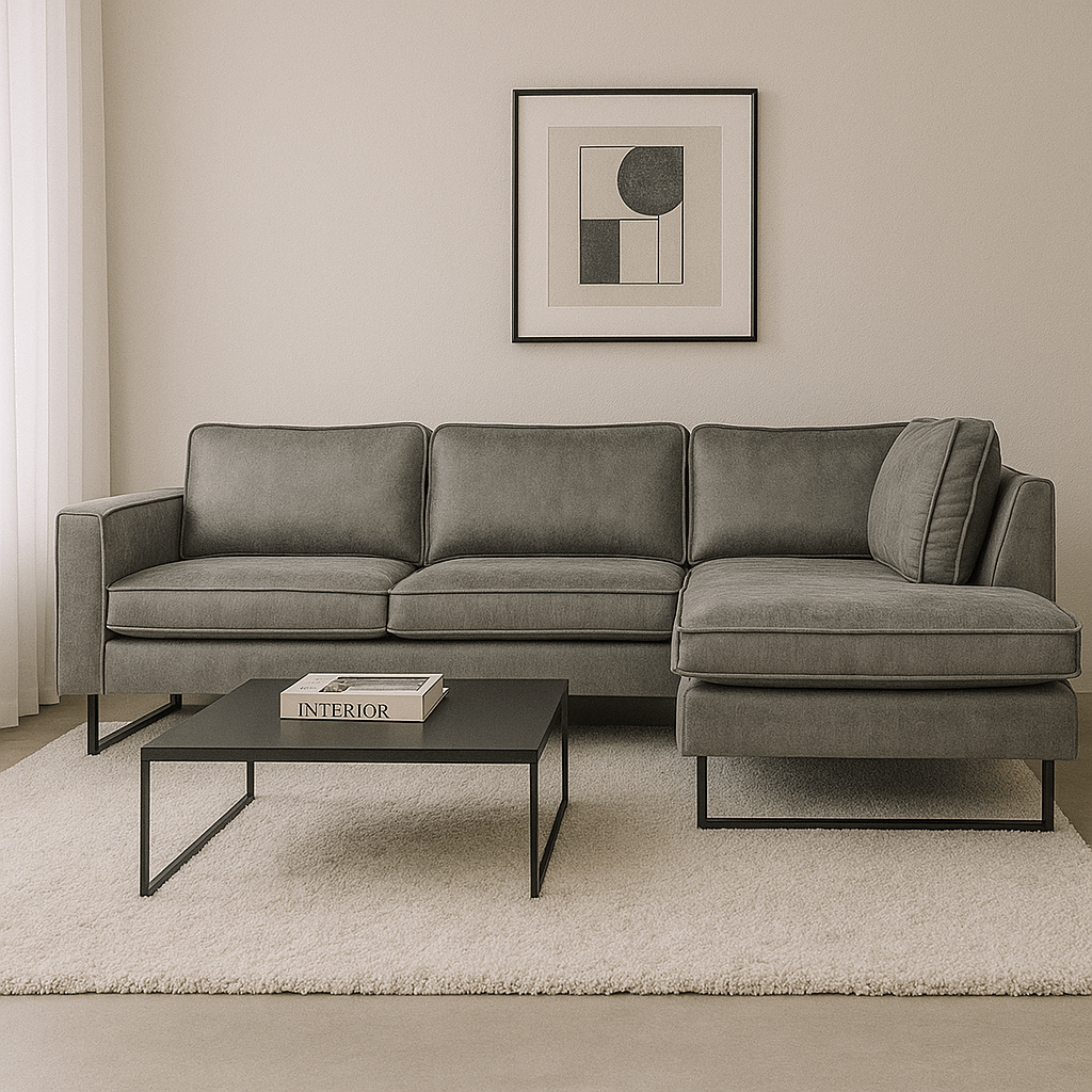 Ecksofa Tulin grau Mikrofaser rechts