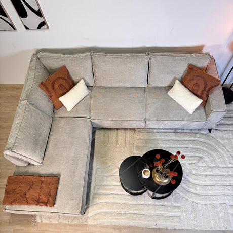 Ecksofa Yara mit Chaiselongue Chenille beige -links 